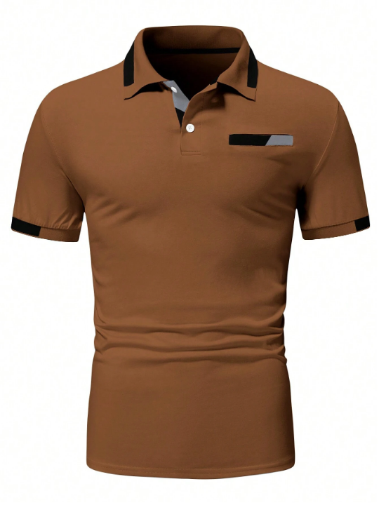 Manfinity Men Contrast Trim Polo Shirt