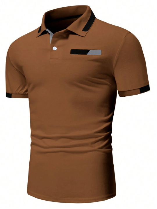 Manfinity Men Contrast Trim Polo Shirt