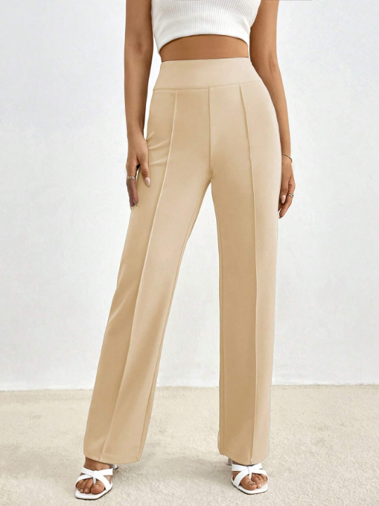 Priv Solid High Waist Straight Leg Pants