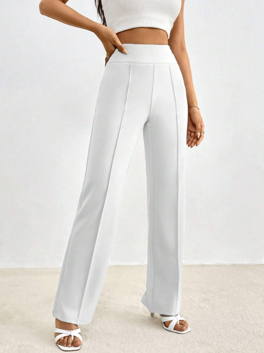 Priv Solid High Waist Seam Front Pants