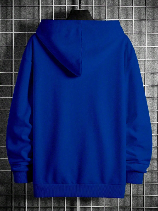 Manfinity Homme Men Geo Print Kangaroo Pocket Drawstring Thermal Lined Hoodie