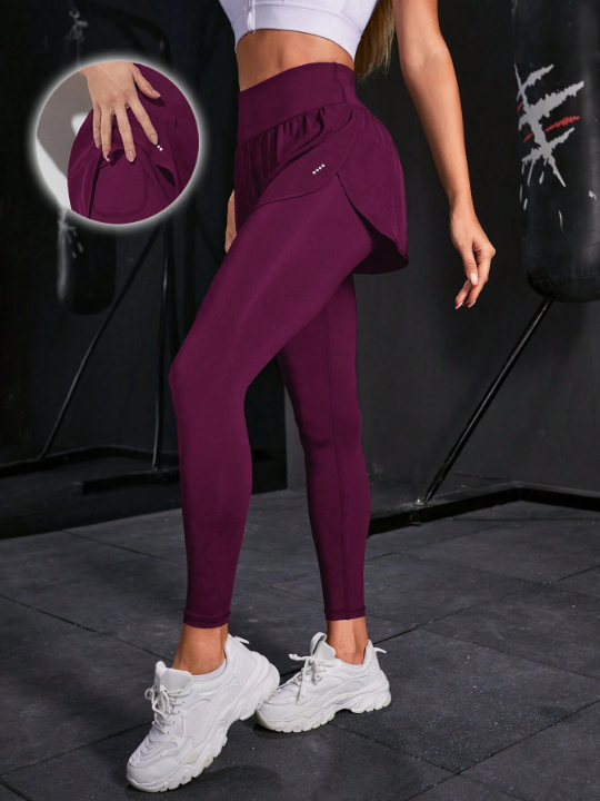 Yoga Basic 2 in 1 Sports Leggings With Cellphone Pocket