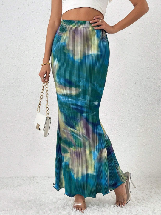 Priv Tie Dye Mermaid Hem Skirt