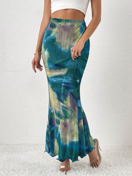 Priv Tie Dye Mermaid Hem Skirt