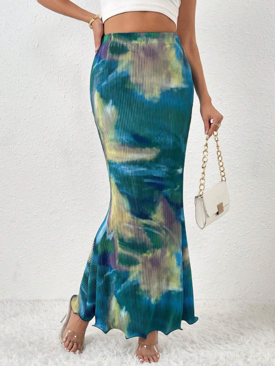 Priv Tie Dye Mermaid Hem Skirt