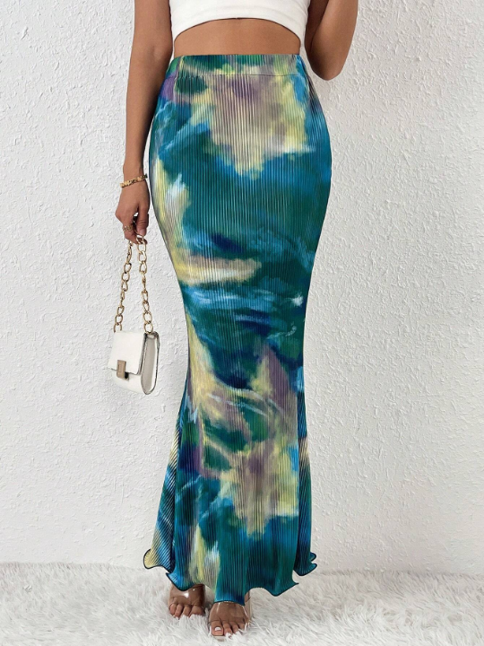 Priv Tie Dye Mermaid Hem Skirt