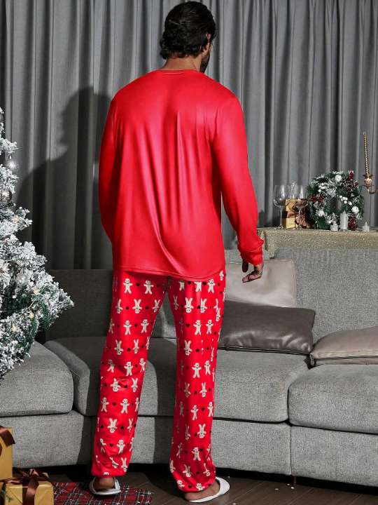 Men Christmas Print PJ Set