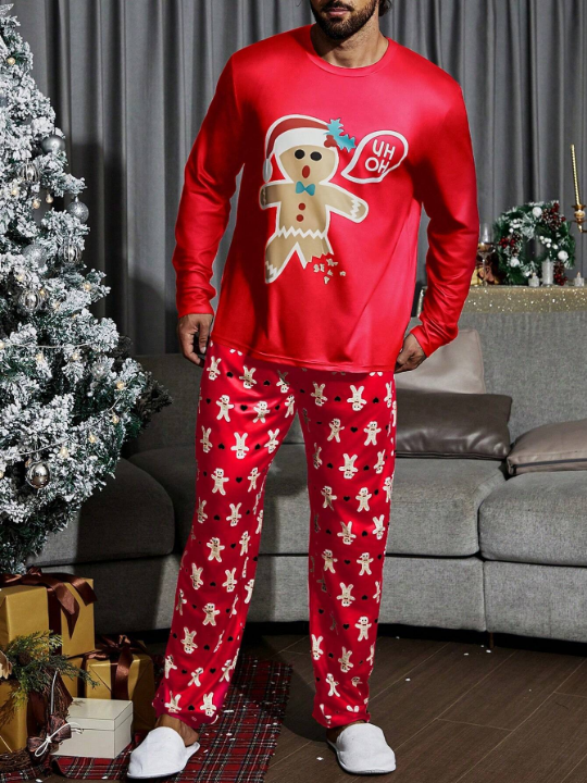 Men Christmas Print PJ Set