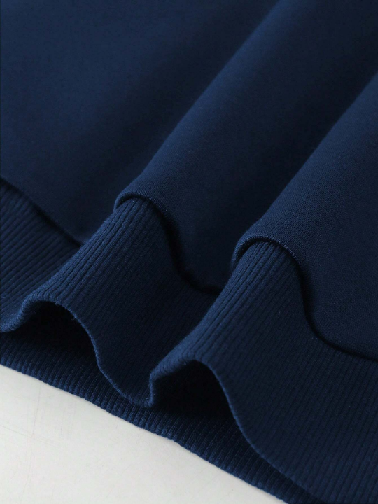 Manfinity EMRG Loose Fit Men's Slogan & Hand Graphic Printed Hoodie With Drawstring