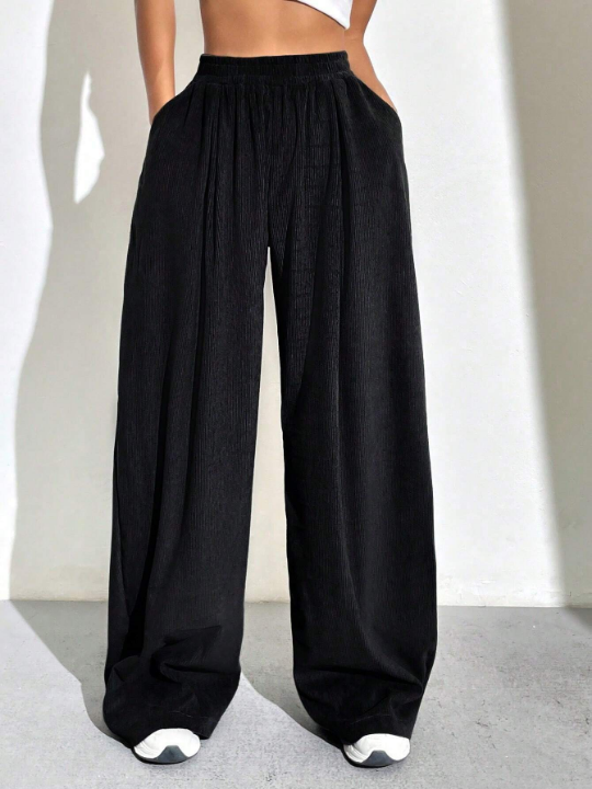 Solid Color Wide Leg Pants