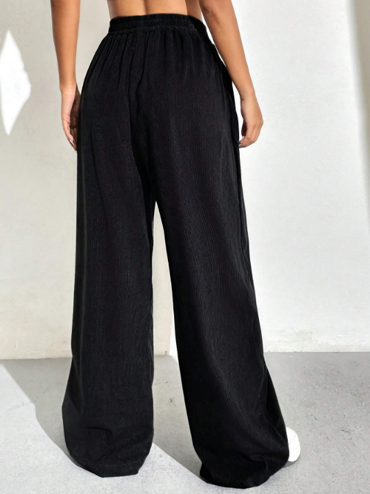 Solid Color Wide Leg Pants