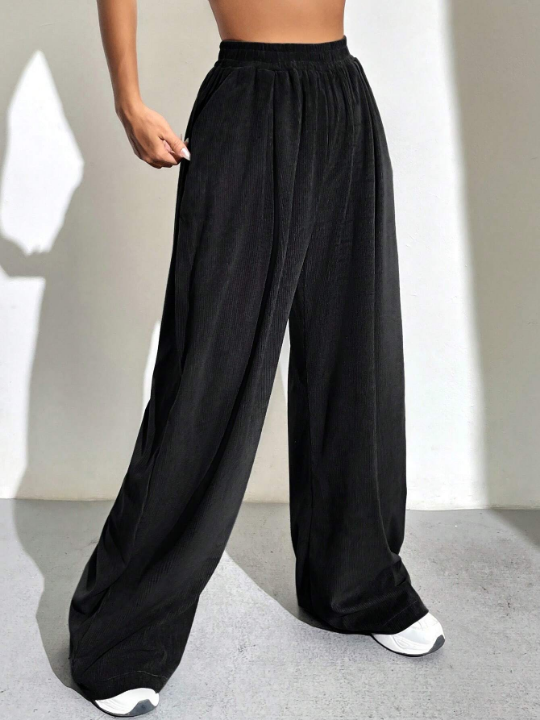 Solid Color Wide Leg Pants