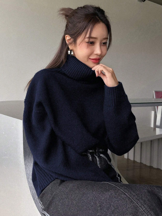 DAZY Turtleneck Drop Shoulder Sweater