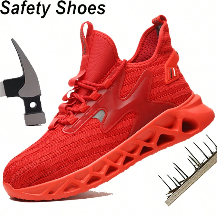 Men's Steel Toe Work Safety Shoes Proof Anti-skid Work Boots Lightweight Breathable Industrial Construction Sneakers