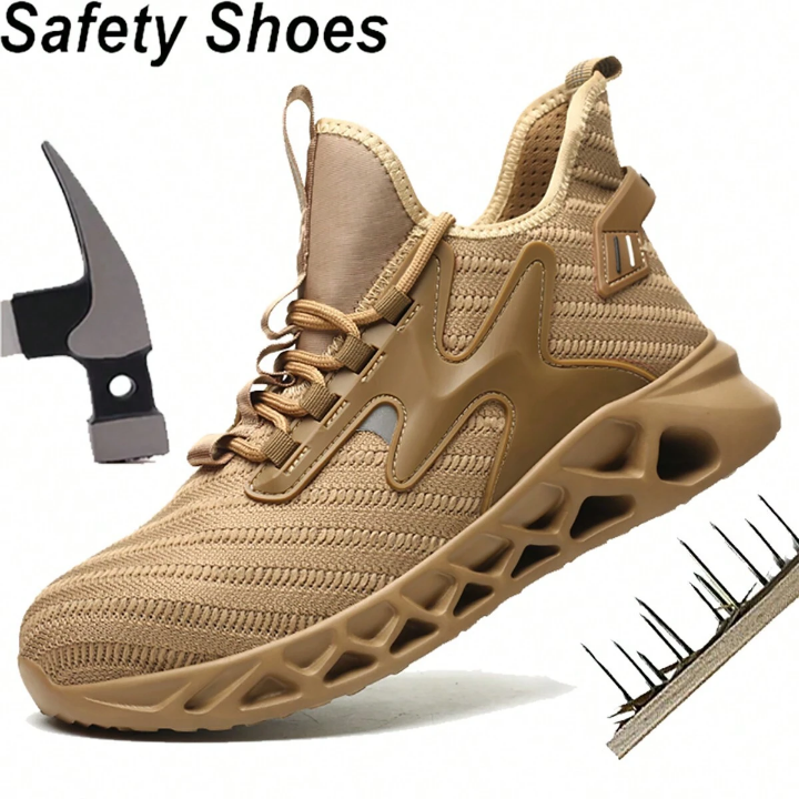 Men's Steel Toe Work Safety Shoes Proof Anti-skid Work Boots Lightweight Breathable Industrial Construction Sneakers