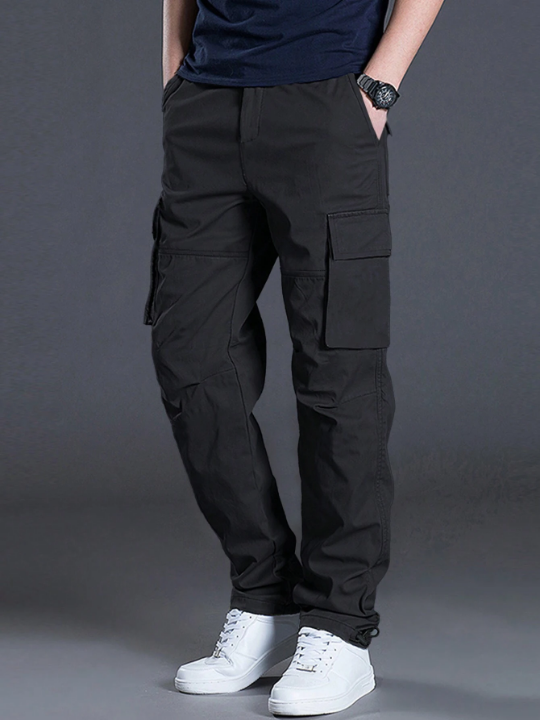 Manfinity Homme Men Flap Pocket Drawstring Waist Cargo Pants