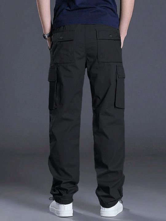 Manfinity Homme Men Flap Pocket Drawstring Waist Cargo Pants