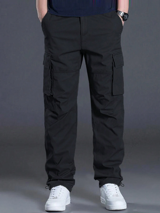 Manfinity Homme Men Flap Pocket Drawstring Waist Cargo Pants