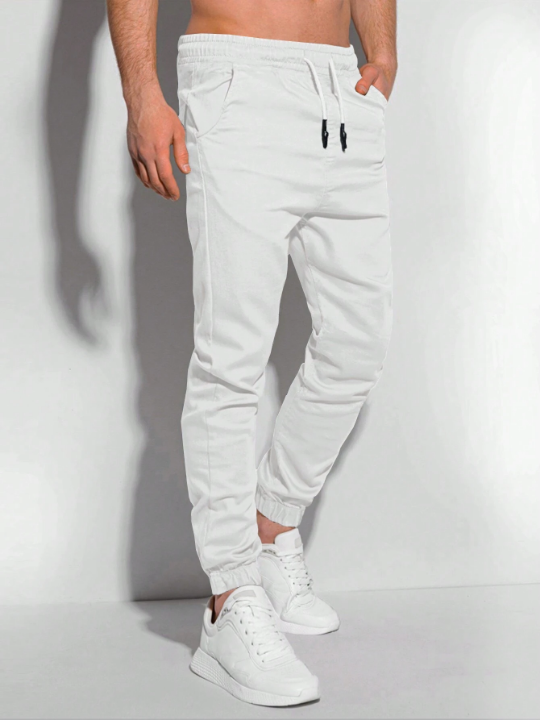 Manfinity Basics Men Drawstring Waist Slant Pocket Pants