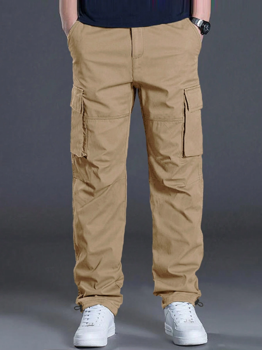 Manfinity Homme Men Flap Pocket Side Drawstring Waist Cargo Pants