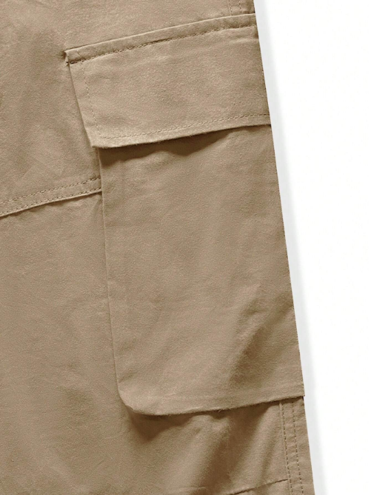 Manfinity Homme Men Flap Pocket Side Drawstring Waist Cargo Pants