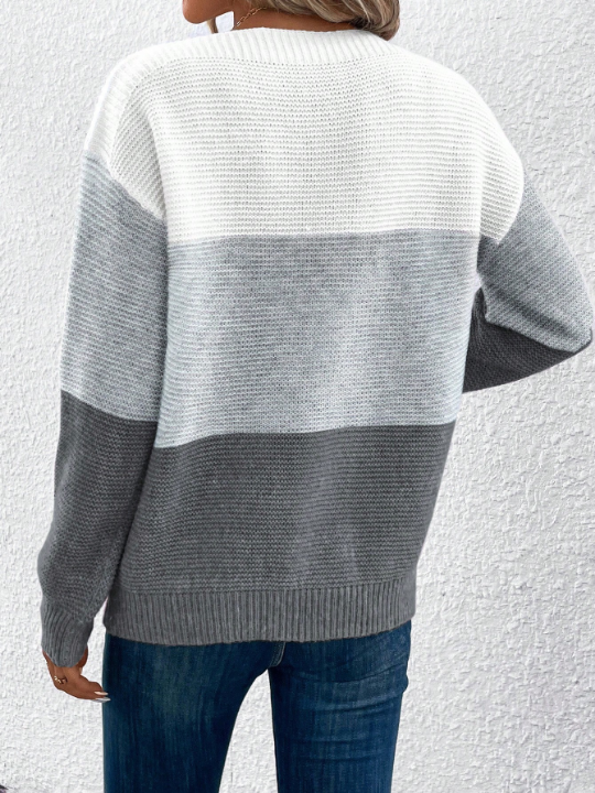 Color Block Drop Shoulder Sweater