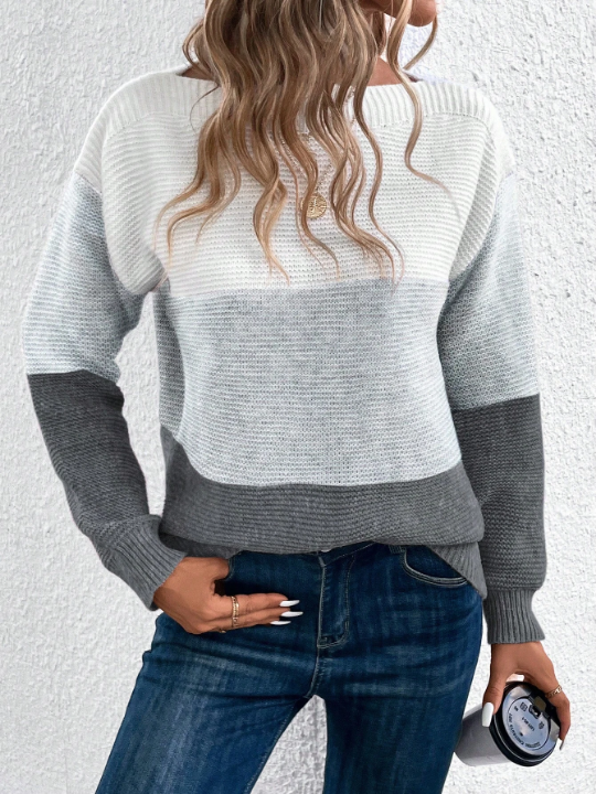 Color Block Drop Shoulder Sweater