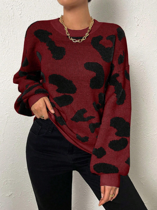 Frenchy Graphic Pattern Drop Shoulder Sweater