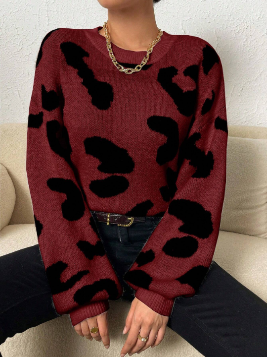 Frenchy Graphic Pattern Drop Shoulder Sweater