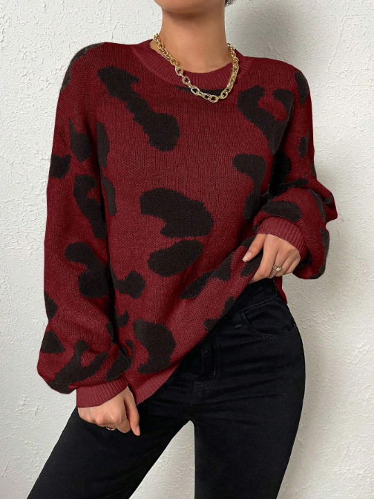 Frenchy Graphic Pattern Drop Shoulder Sweater