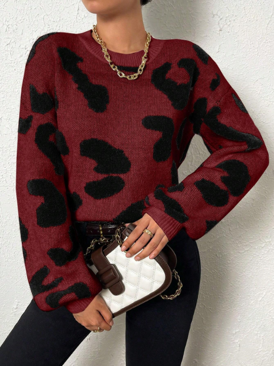 Frenchy Graphic Pattern Drop Shoulder Sweater