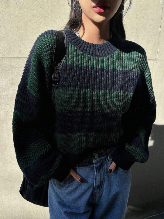 DAZY Color Block Drop Shoulder Sweater