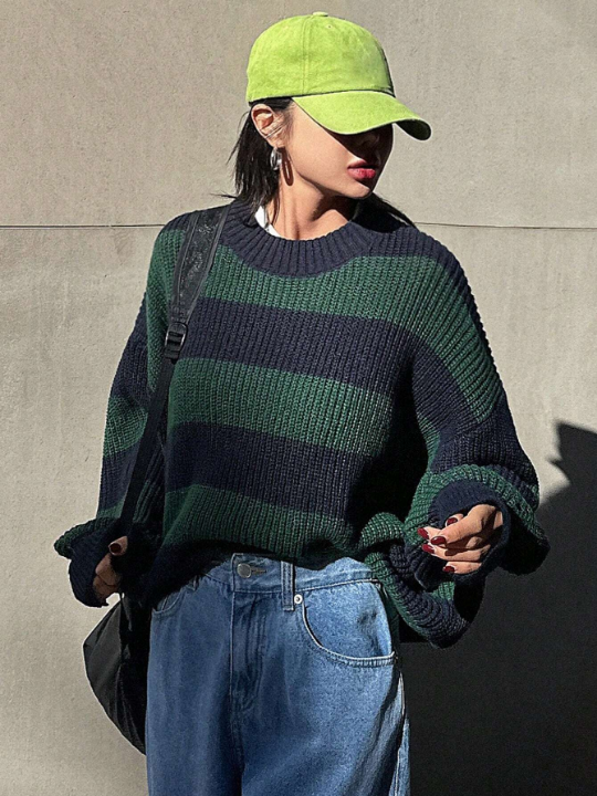 DAZY Color Block Drop Shoulder Sweater