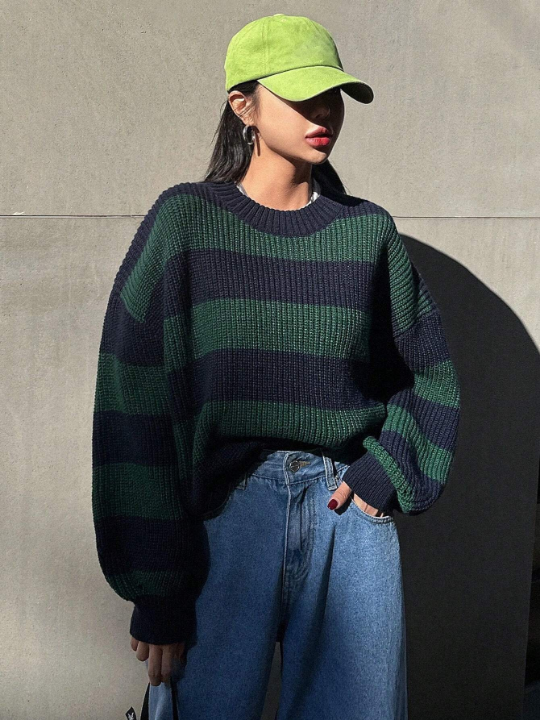 DAZY Color Block Drop Shoulder Sweater