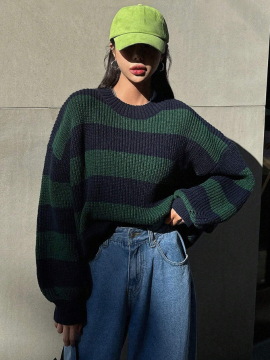 DAZY Color Block Drop Shoulder Sweater