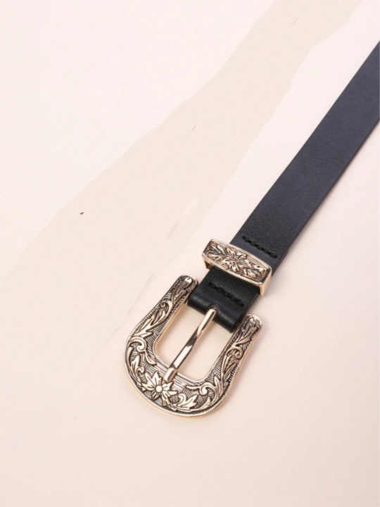 Western Style Buckle Belt For Women, Fashionable And Versatile Decorative Leather Belt