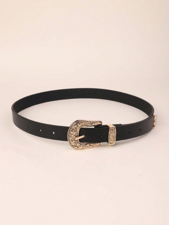 Western Style Buckle Belt For Women, Fashionable And Versatile Decorative Leather Belt