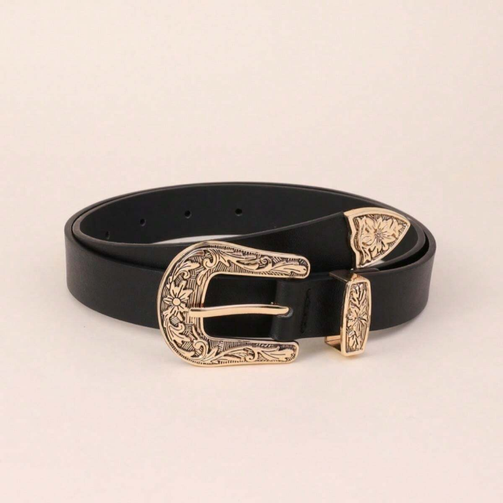 Western Style Buckle Belt For Women, Fashionable And Versatile Decorative Leather Belt