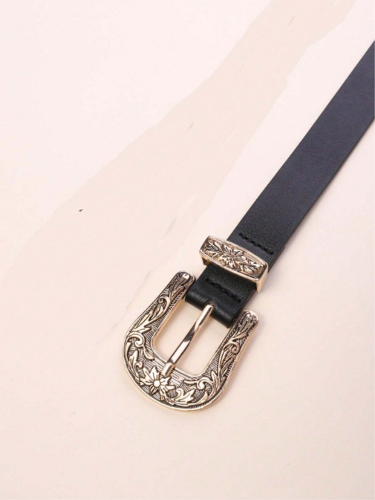 Western Style Buckle Belt For Women, Fashionable And Versatile Decorative Leather Belt