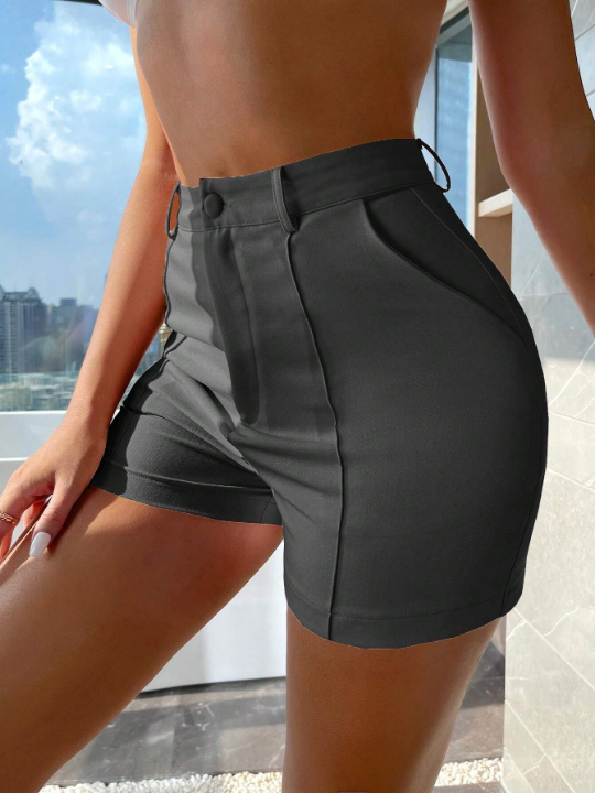 Solid Color Minimalist Women's Shorts