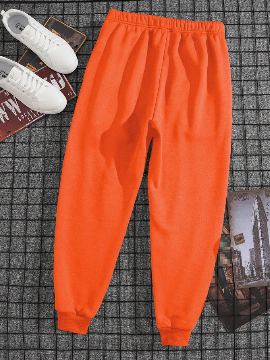 Men Solid Drawstring Waist Sweatpants