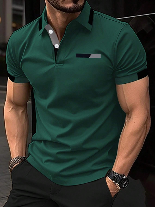 Manfinity Men Contrast Trim Polo Shirt