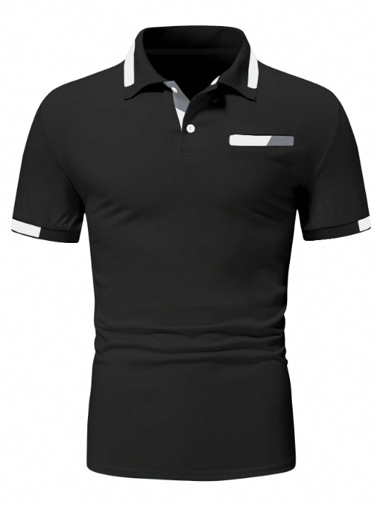 Men's Striped 1/4 Zip Polo Shirt