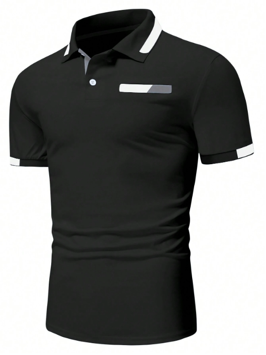 Men's Striped 1/4 Zip Polo Shirt