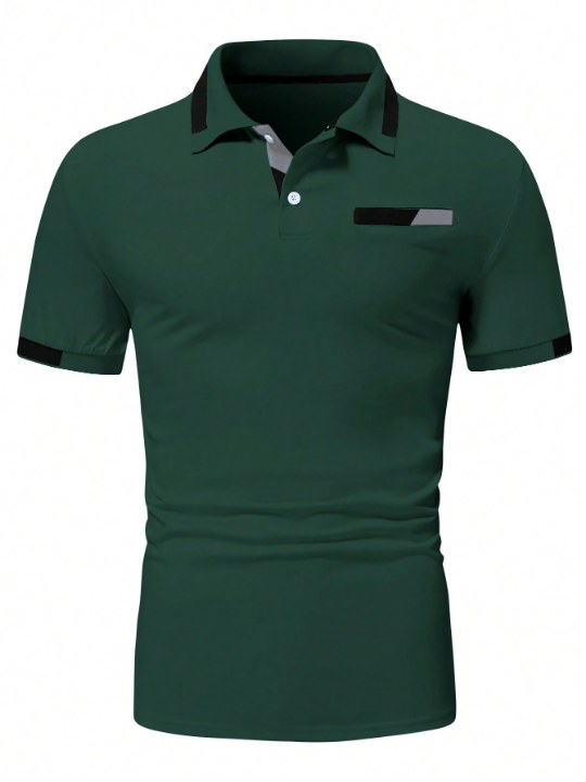 Manfinity Men Contrast Trim Polo Shirt