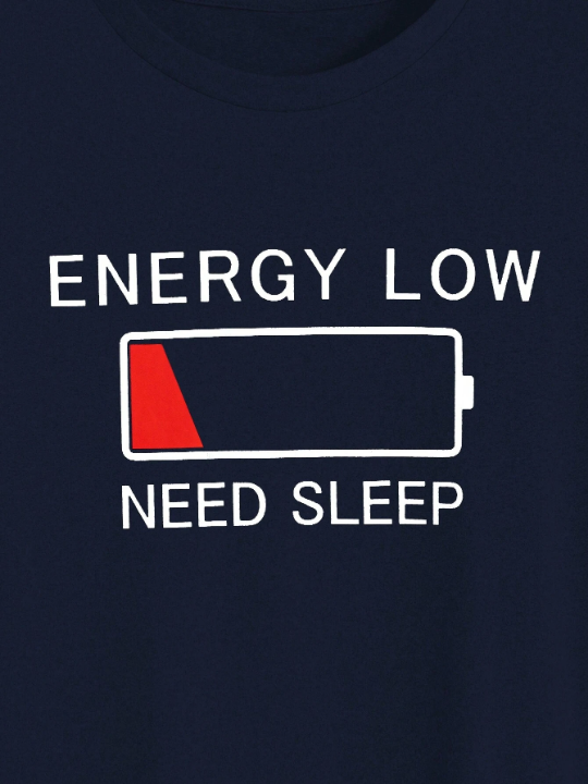 Men Slogan Graphic Tee & Plaid Pants PJ Set