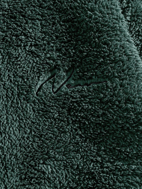 Manfinity Hypemode Men Letter Embroidery Quarter Zip Fuzzy Hoodie