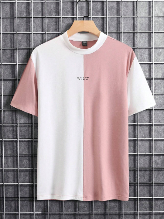 Manfinity Homme Men Letter Graphic Two Tone Tee