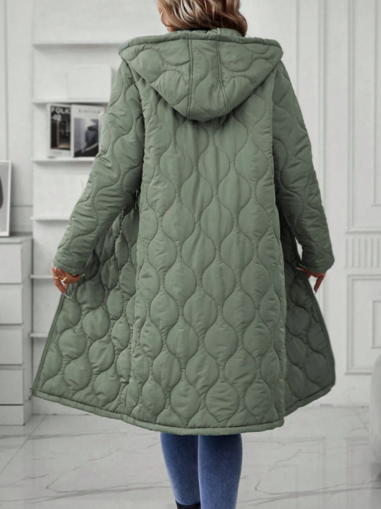 LUNE Zip Up Hooded Quilted Coat