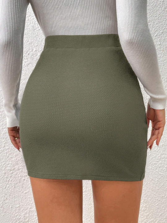 Frenchy Cross Wrap Bodycon Mini Skirt